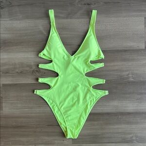 Neon Green Cutout One-Piece Swimsuit